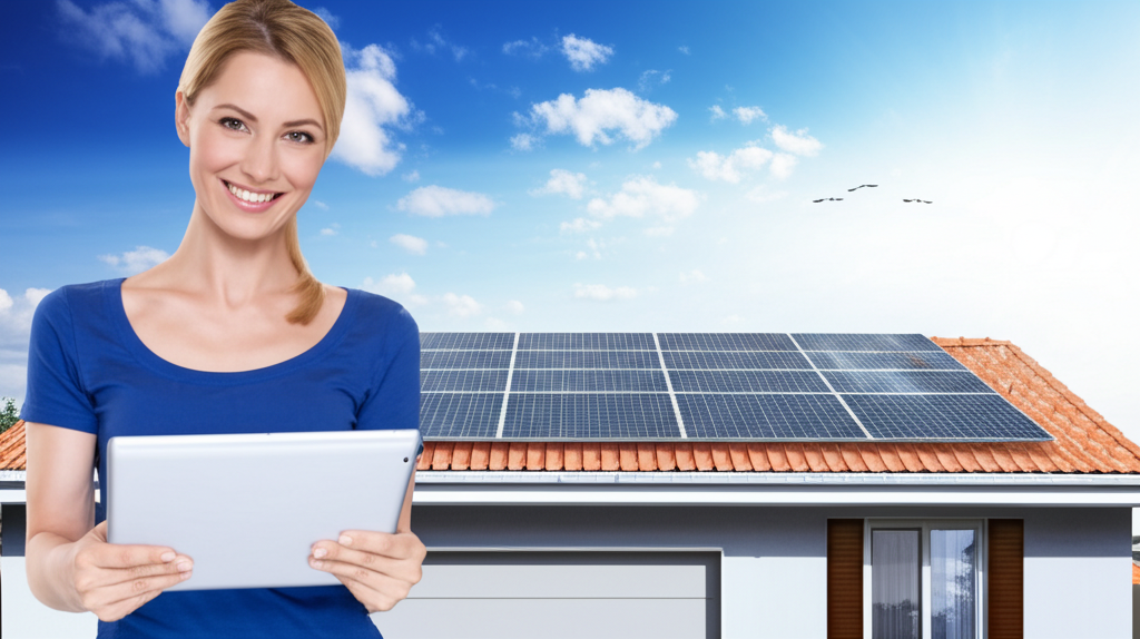 Happy customer with solar installation